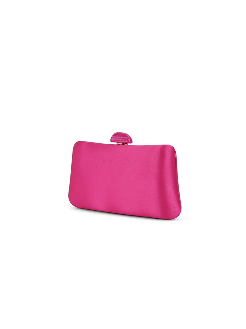 جلو باص Globus Women Pink Shiny Rectangular Party Clutch With Detachable Chain Strap